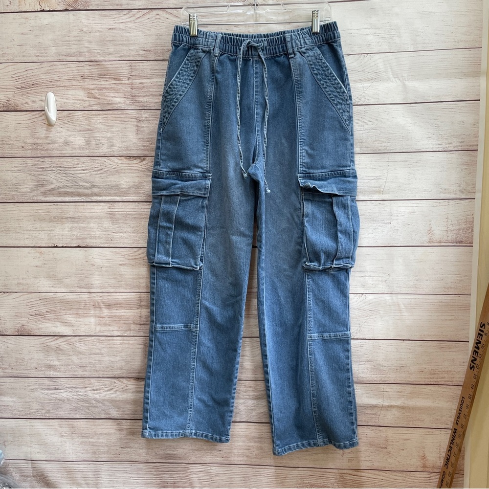 MADDEN GIRL WIDE‎ LEG CARGO DENIM JEANS
